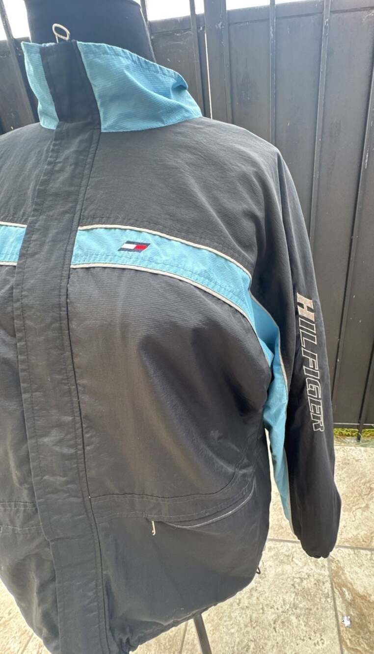 Hilfiger Athletics Vintage Black and Blue Lightweight Windbreaker Jacket - Picture 3 of 8